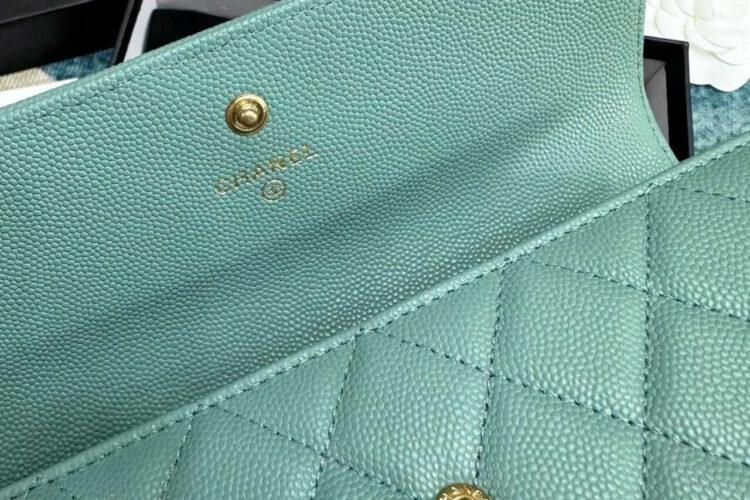 Túi CN Boy Long Flap Wallet Tiffany Blue Caviar GHW Xanh Dương