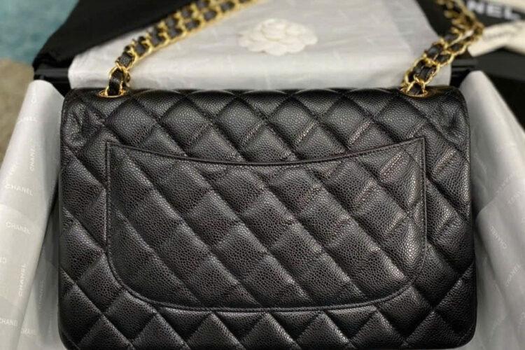 Tui CN Classic Large Black Caviar GHW 30CM đen Khóa Vàng Best Pháp