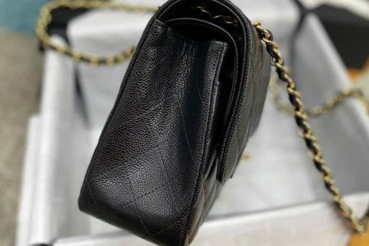 Tui CN Classic Large Black Caviar GHW 30CM đen Khóa Vàng Best Pháp