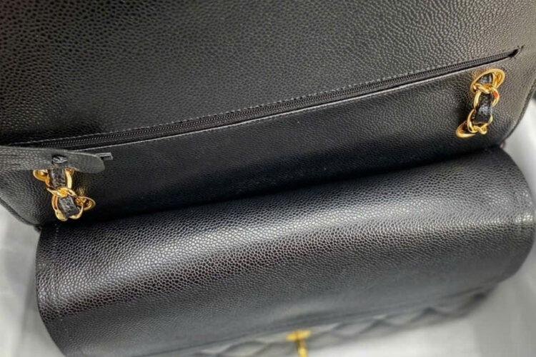 Tui CN Classic Large Black Caviar GHW 30CM đen Khóa Vàng Best Pháp