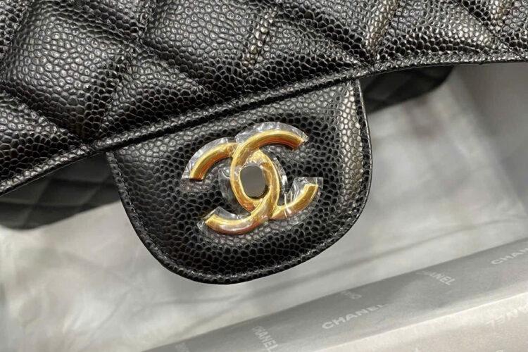 Tui CN Classic Large Black Caviar GHW 30CM đen Khóa Vàng Best Pháp