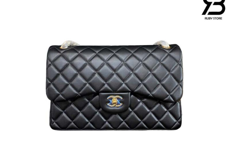 Tui CN Classic Large Black Lambskin GHW 30CM đen Khóa Vàng