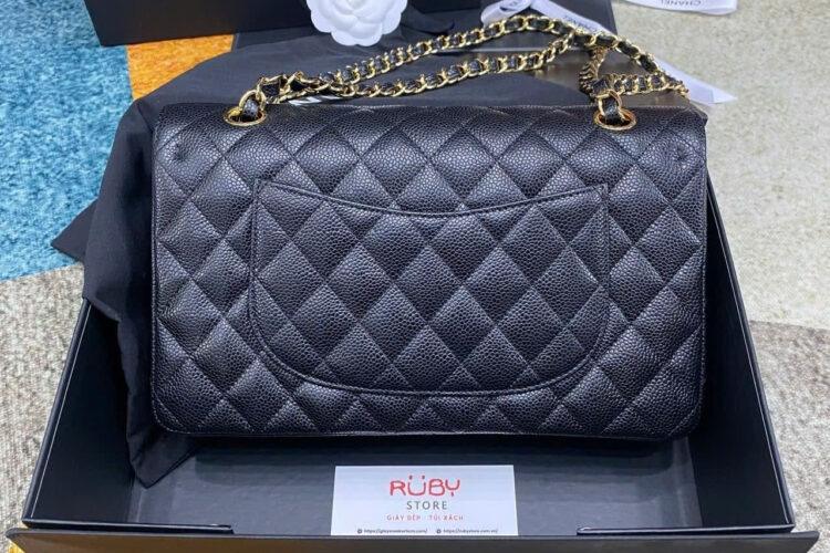 Tui CN Classic Medium Black Caviar GHW 25.5CM đen Khóa Vàng