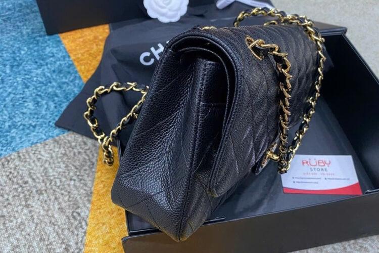 Tui CN Classic Medium Black Caviar GHW 25.5CM đen Khóa Vàng