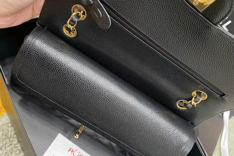 Tui CN Classic Medium Black Caviar GHW 25.5CM đen Khóa Vàng