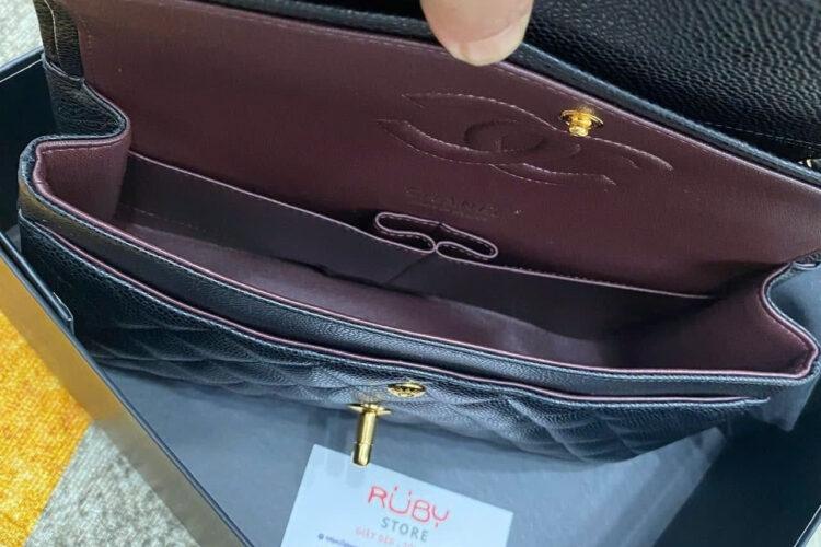Tui CN Classic Medium Black Caviar GHW 25.5CM đen Khóa Vàng