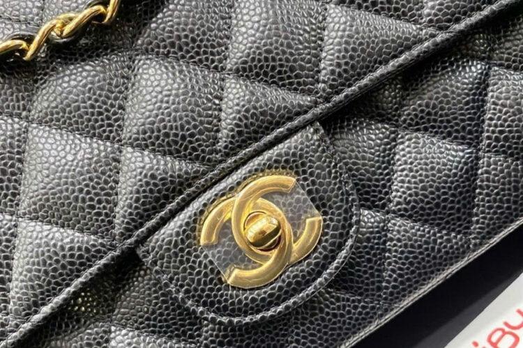 Tui CN Classic Medium Black Caviar GHW 25.5CM đen Khóa Vàng