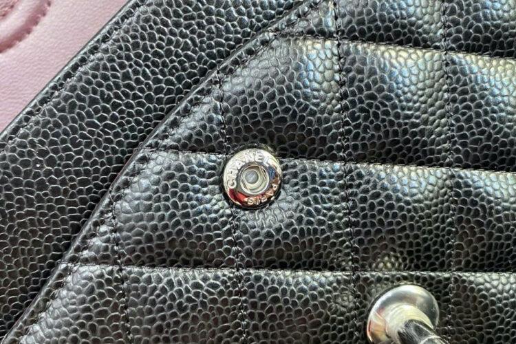 Tui CN Classic Medium Black Caviar SHW 25.5CM đen Khóa Bạc Best Pháp