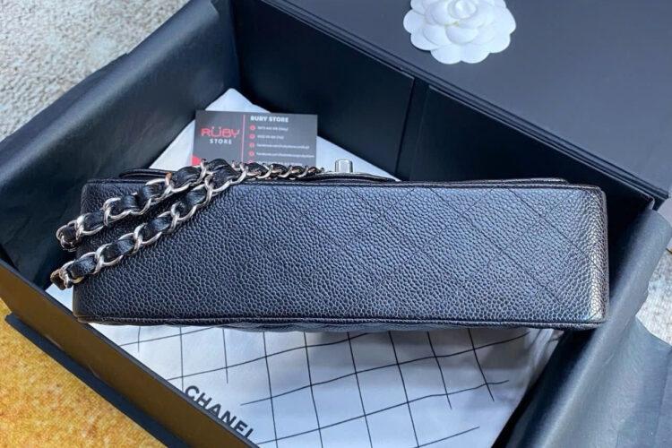 Tui CN Classic Medium Black Caviar SHW 25.5CM đen Khóa Bạc Best Pháp