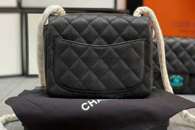 Tui CN Classic Mini Square Black Caviar GHW 16.5CM đen siêu cấp