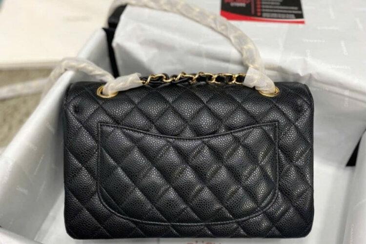 Túi CN Classic Small Black Caviar GHW 23CM đen Khóa Vàng