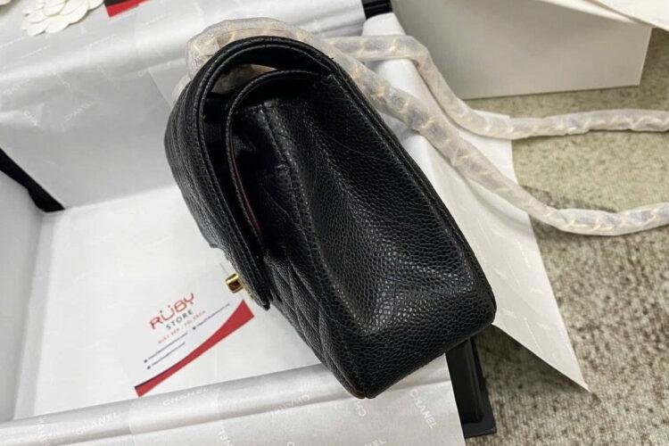 Túi CN Classic Small Black Caviar GHW 23CM đen Khóa Vàng