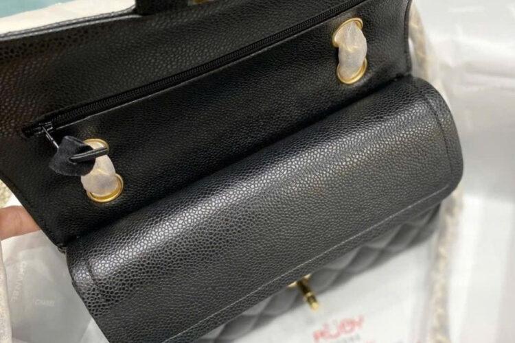 Túi CN Classic Small Black Caviar GHW 23CM đen Khóa Vàng