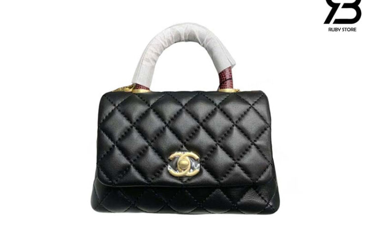 Túi CN Coco Mini 7.5 Flap Black Lambskin Lizard GHW 19CM Màu đen