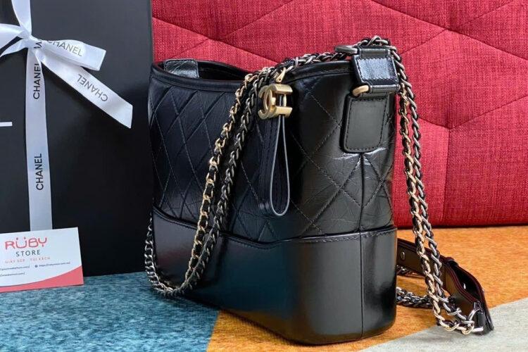 Túi CN Hobo Gabrielle Small Black Calfskin 24CM đen best da nhập