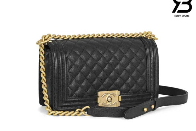 Túi CN Le Boy Medium Black Caviar GHW 25CM Màu đen
