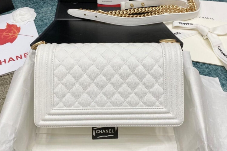 Túi CN Le Boy Medium White Caviar GHW 25CM Màu Trắng