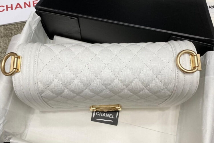 Túi CN Le Boy Medium White Caviar GHW 25CM Màu Trắng