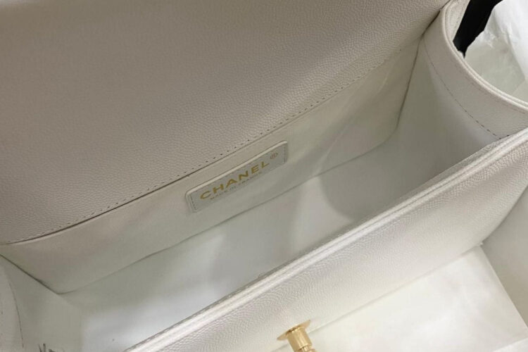 Túi CN Le Boy Medium White Caviar GHW 25CM Màu Trắng