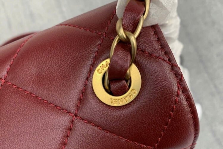 Túi CN Mini Flap Bag Diamond Lock Bordeaux Màu đỏ 19CM