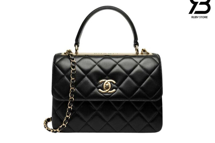 Túi CN Trendy CC Small Black Lambskin 25CM Màu đen