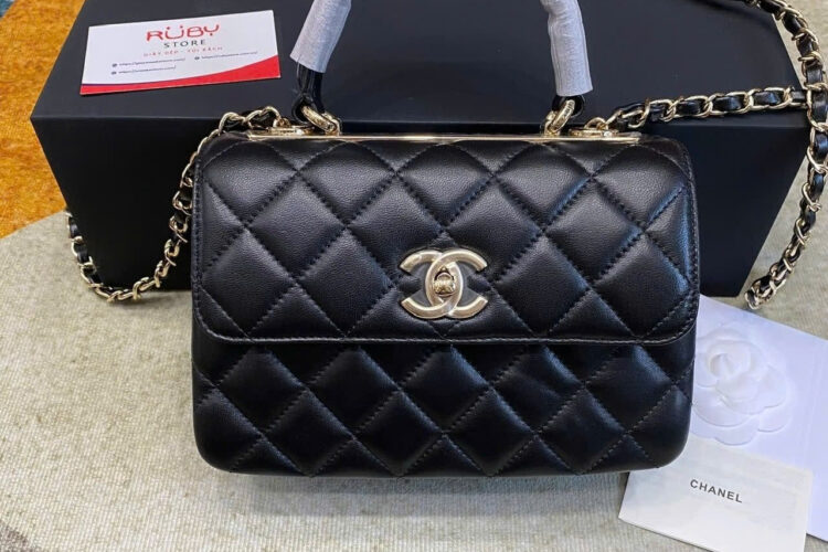 Túi CN Trendy Mini CC Black Lambskin 20CM Màu đen da cừu