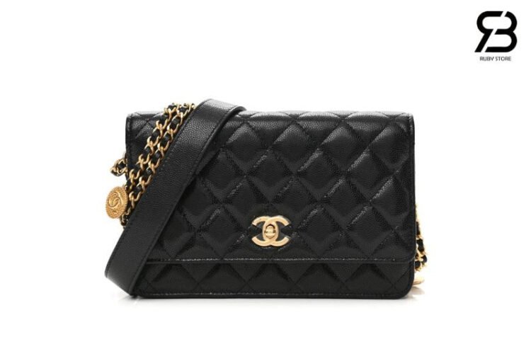 Túi CN Twist Your Button Woc Wallet on Chain Black Caviar GHW Best Pháp