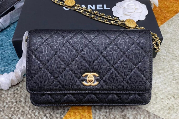 Túi CN Twist Your Button Woc Wallet on Chain Black Caviar GHW Best Pháp