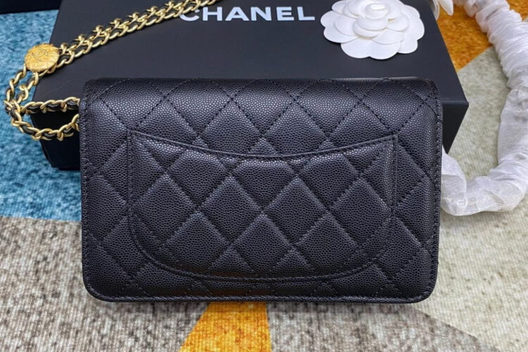 Túi CN Twist Your Button Woc Wallet on Chain Black Caviar GHW Best Pháp