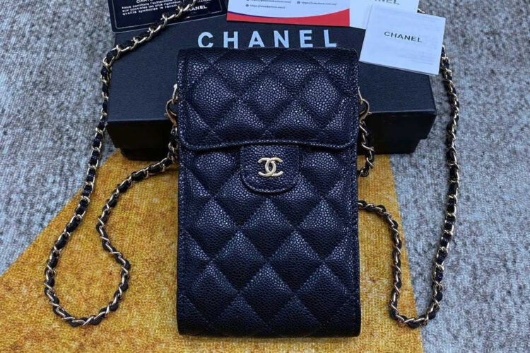 Túi CN Vintage Phone Holder Black Caviar GHW đen Khóa Vàng