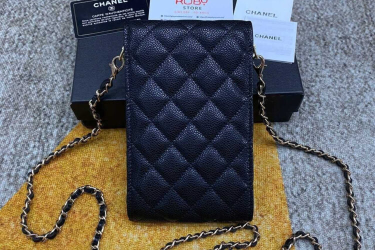 Túi CN Vintage Phone Holder Black Caviar GHW đen Khóa Vàng