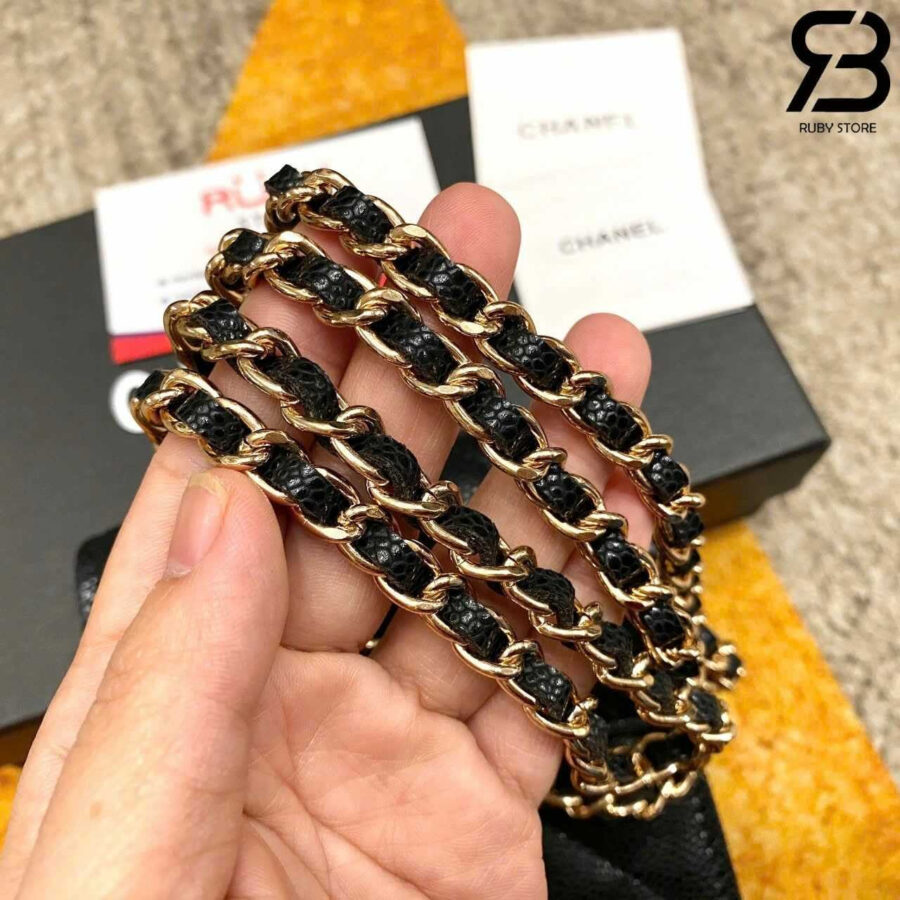 Túi CN Vintage Phone Holder Black Caviar GHW đen Khóa Vàng