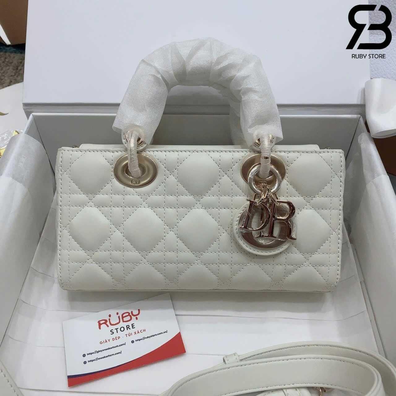 Túi Dior Small Lady D-Joy Latte Lambskin GHW Màu Kem Best Pháp