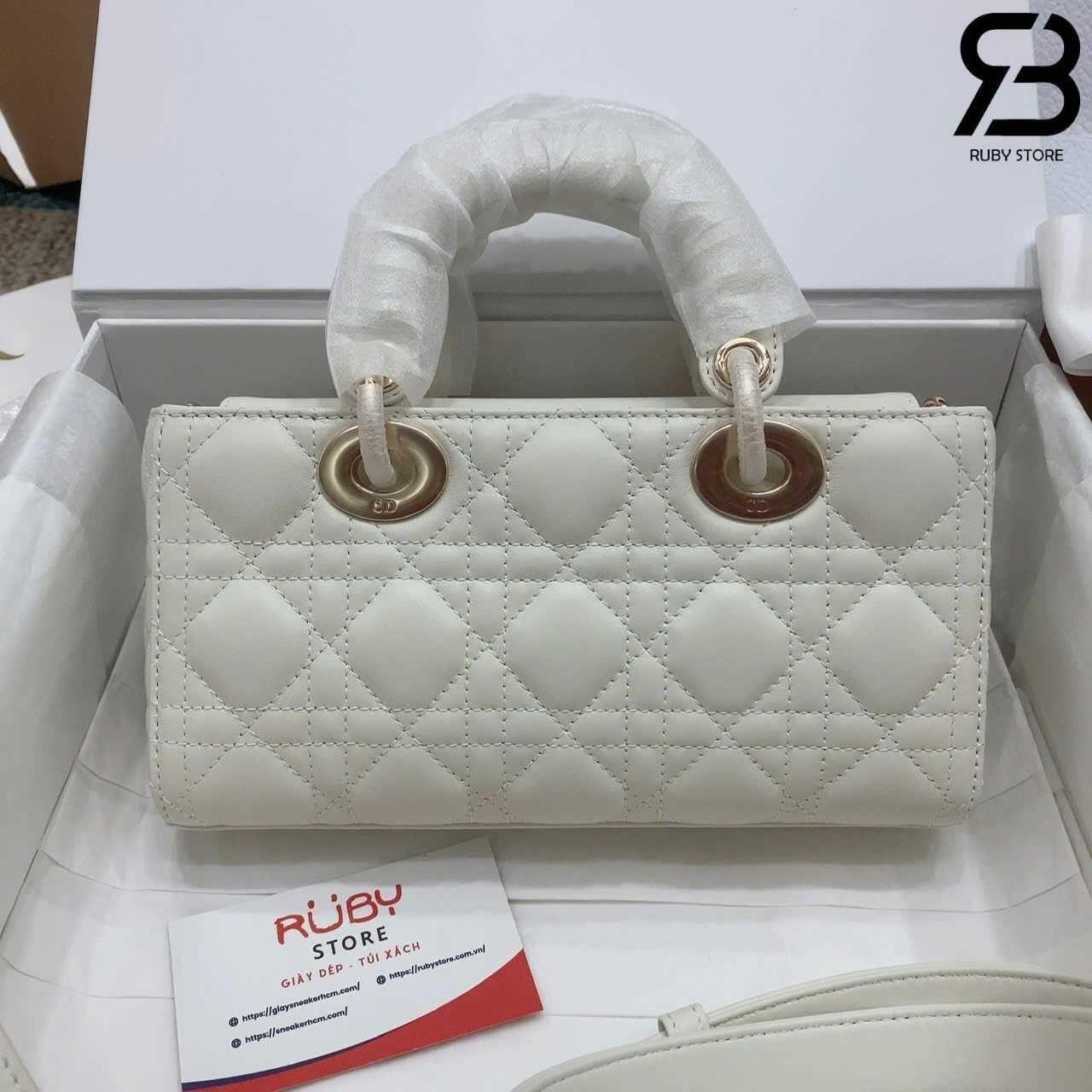 Túi Dior Small Lady D-Joy Latte Lambskin GHW Màu Kem Best Pháp