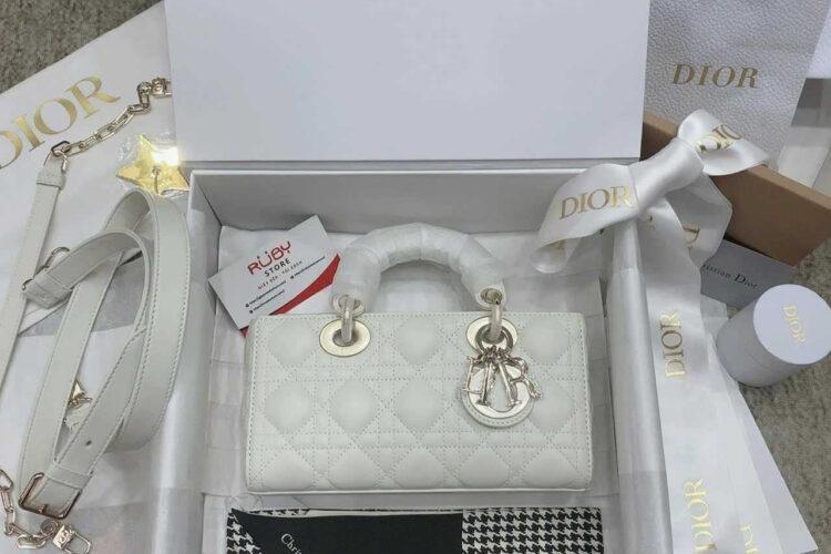 Túi Dior Small Lady D-Joy Latte Lambskin GHW Màu Kem Best Pháp