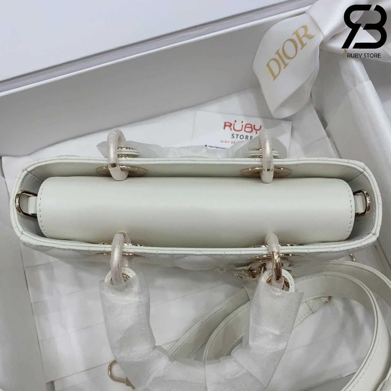Túi Dior Small Lady D-Joy Latte Lambskin GHW Màu Kem Best Pháp