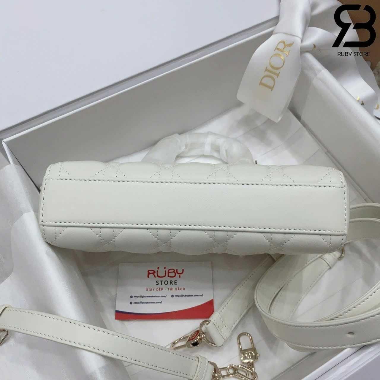 Túi Dior Small Lady D-Joy Latte Lambskin GHW Màu Kem Best Pháp
