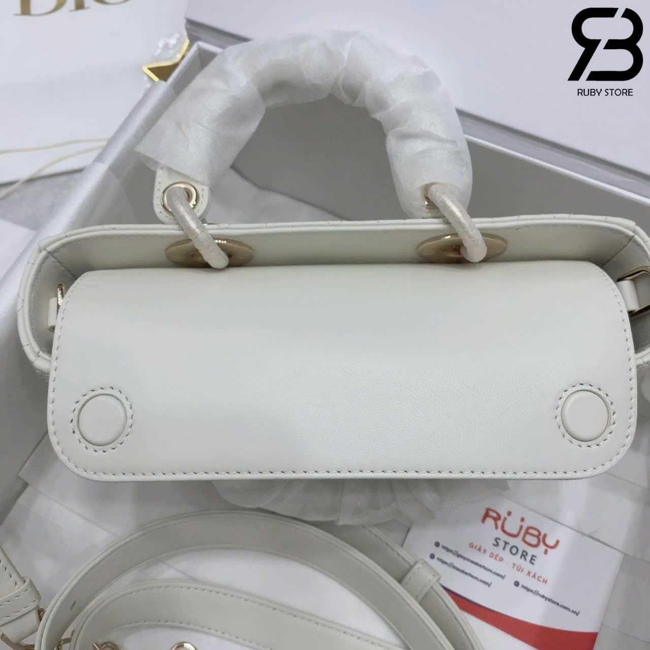 Túi Dior Small Lady D-Joy Latte Lambskin GHW Màu Kem Best Pháp