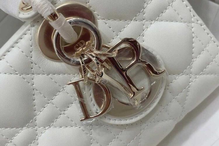 Túi Dior Small Lady D-Joy Latte Lambskin GHW Màu Kem Best Pháp
