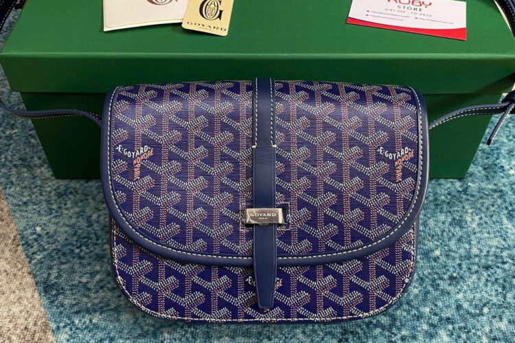 Túi Goyard Belvédère PM Navy Blue Goyardine Canvas Xanh Navy