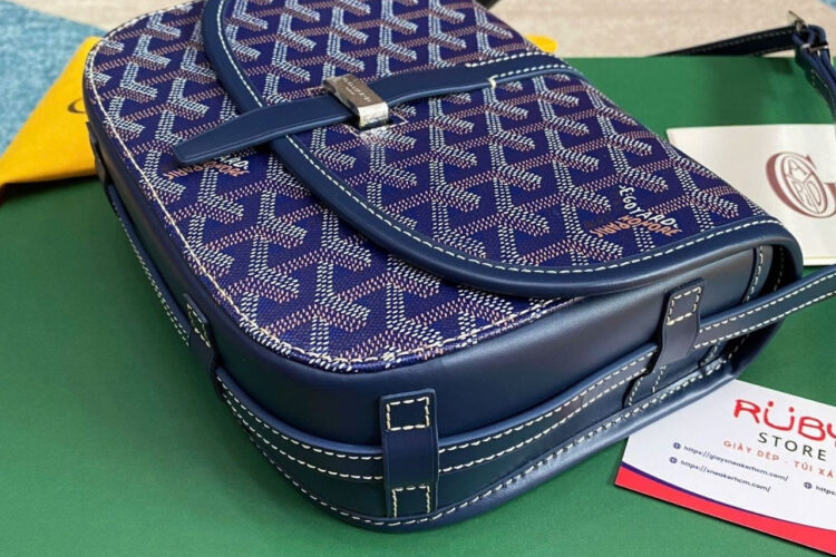 Túi Goyard Belvédère PM Navy Blue Goyardine Canvas Xanh Navy