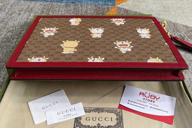 Túi Gucci Doraemon Pouch Mini GG Red Leather Be Đỏ