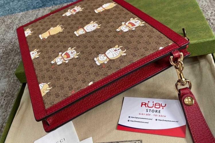 Túi Gucci Doraemon Pouch Mini GG Red Leather Be Đỏ
