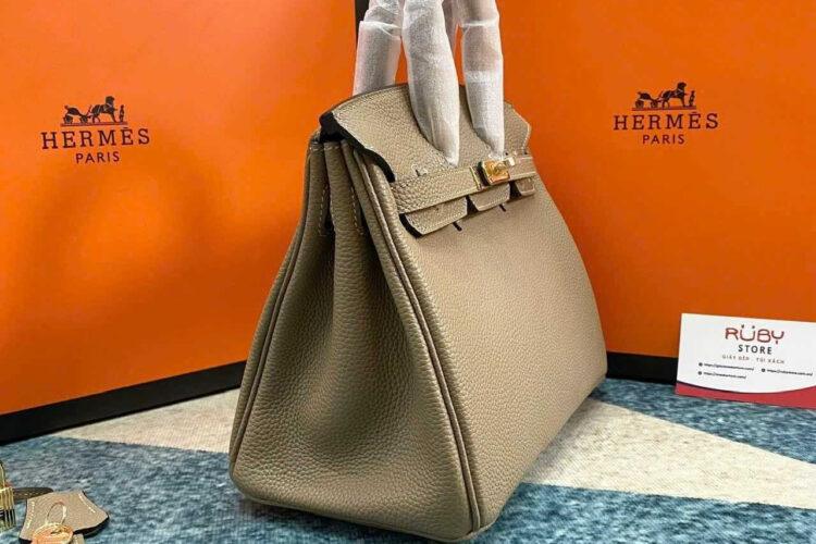 Túi Hermes Birkin 25 Gris Alphate Togo GHW Xám Da Nhập Khâu Tay