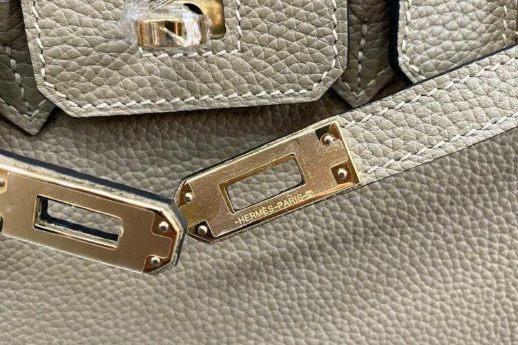 Túi Hermes Birkin 25 Gris Alphate Togo GHW Xám Da Nhập Khâu Tay