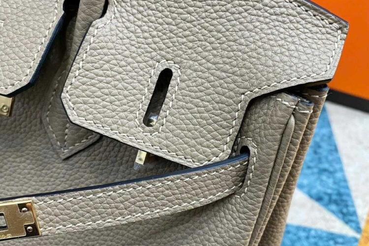 Túi Hermes Birkin 25 Gris Alphate Togo GHW Xám Da Nhập Khâu Tay