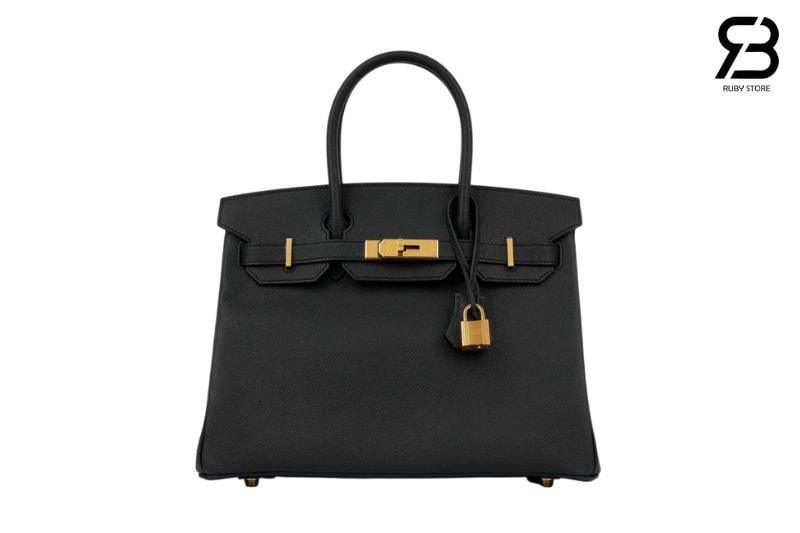 Túi Hermes Birkin 30 Noir Black Epsom GHW Đen Da Nhập Khâu Tay