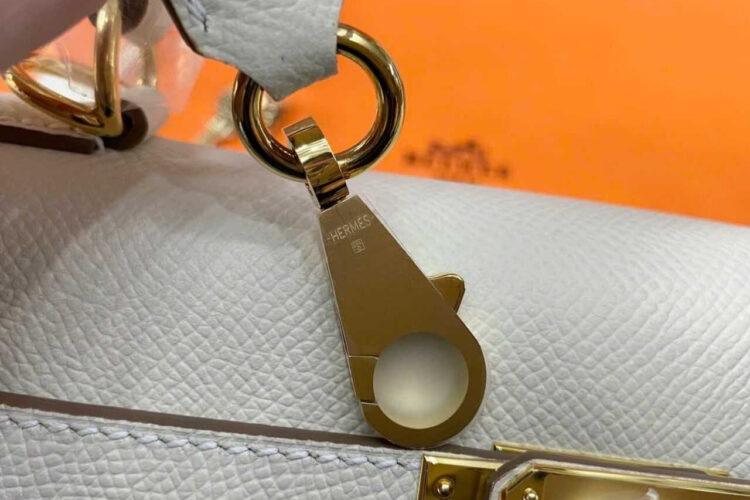 Túi Hermes Kelly 25 Craie Epsom GHW Màu Kem Da Nhập Khâu Tay