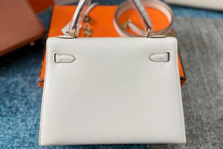 Túi Hermes Kelly 25 Craie Epsom GHW Màu Kem Da Nhập Khâu Tay