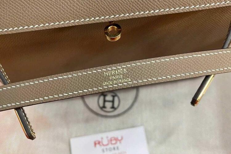 Túi Hermes Kelly 25 Etoupe Epsom GHW Nâu Da Nhập Khâu Tay